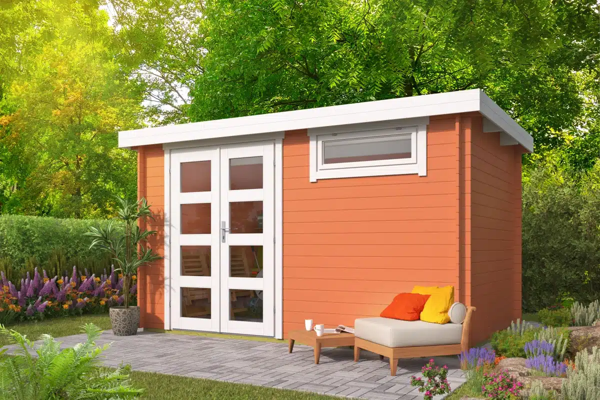 Blokhut – Tuinhuis Ulmod | 28 mm | grijs geïmpregneerd