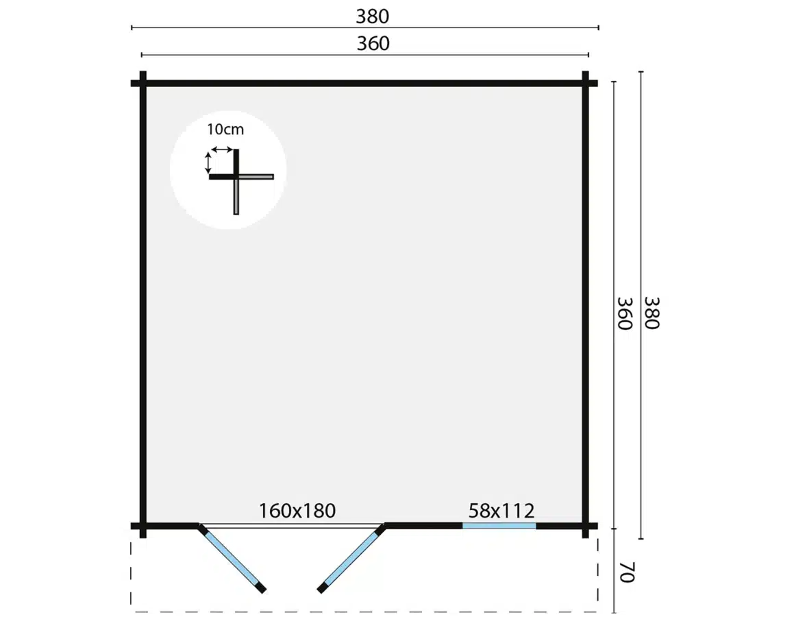 Blokhut – Tuinhuis Ulrik | 44 mm | vuren Red Class Wood geïmpregneerd