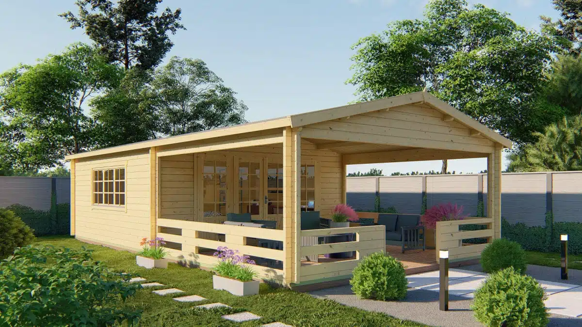 Blokhut – Tuinhuis Sheffield | 58 mm | vuren Red Class Wood geïmpregneerd