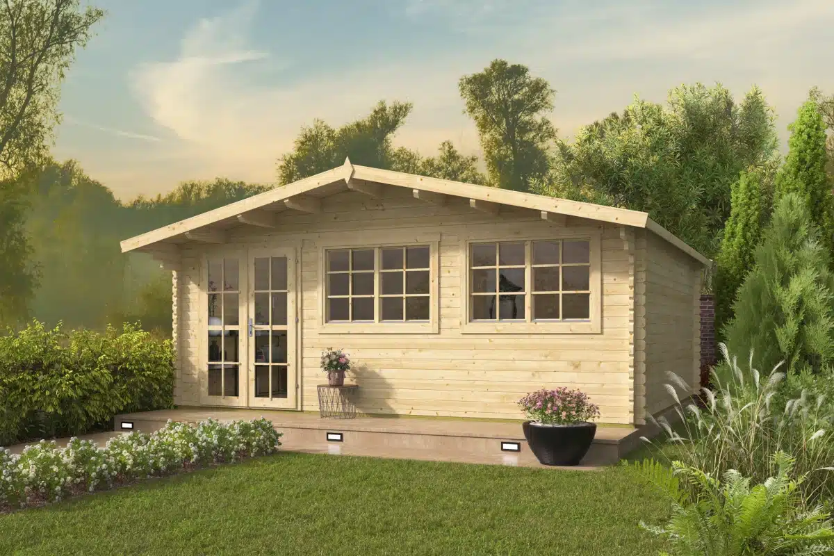 Blokhut – Tuinhuis Tova | 44 mm | vuren groen geïmpregneerd