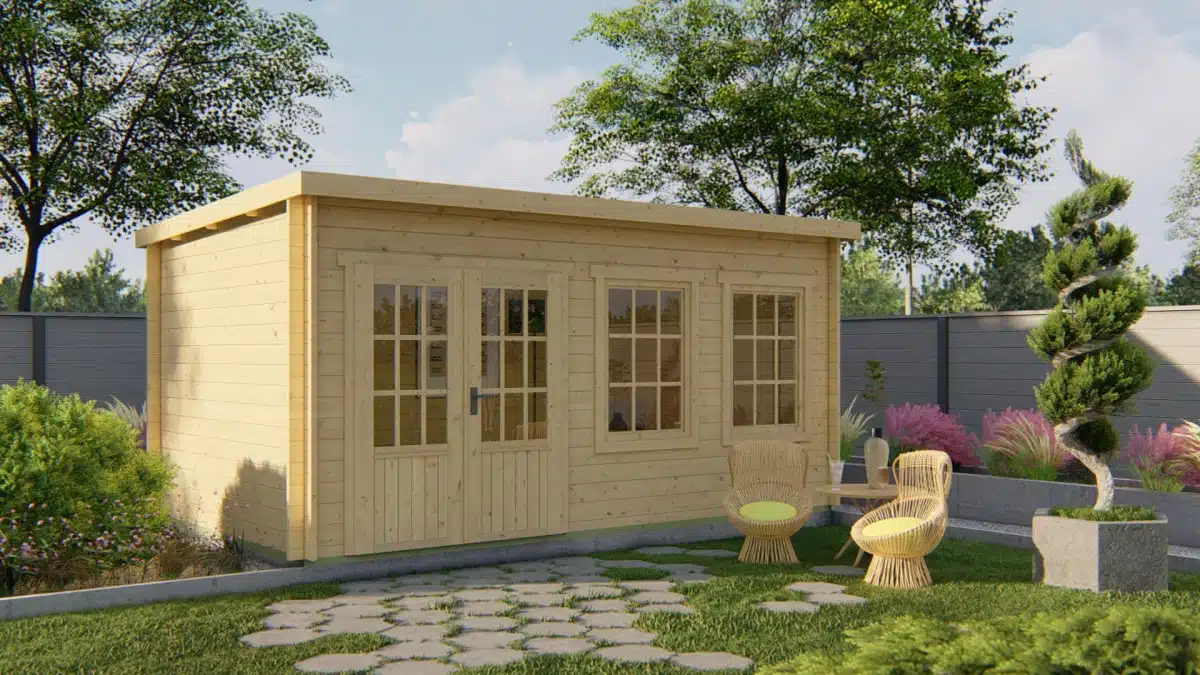 Blokhut – Tuinhuis Sadie | 40 mm | grijs geïmpregneerd