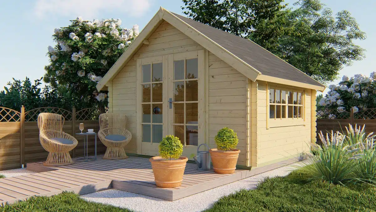 Blokhut – Tuinhuis Skov | 28 mm | vuren groen geïmpregneerd