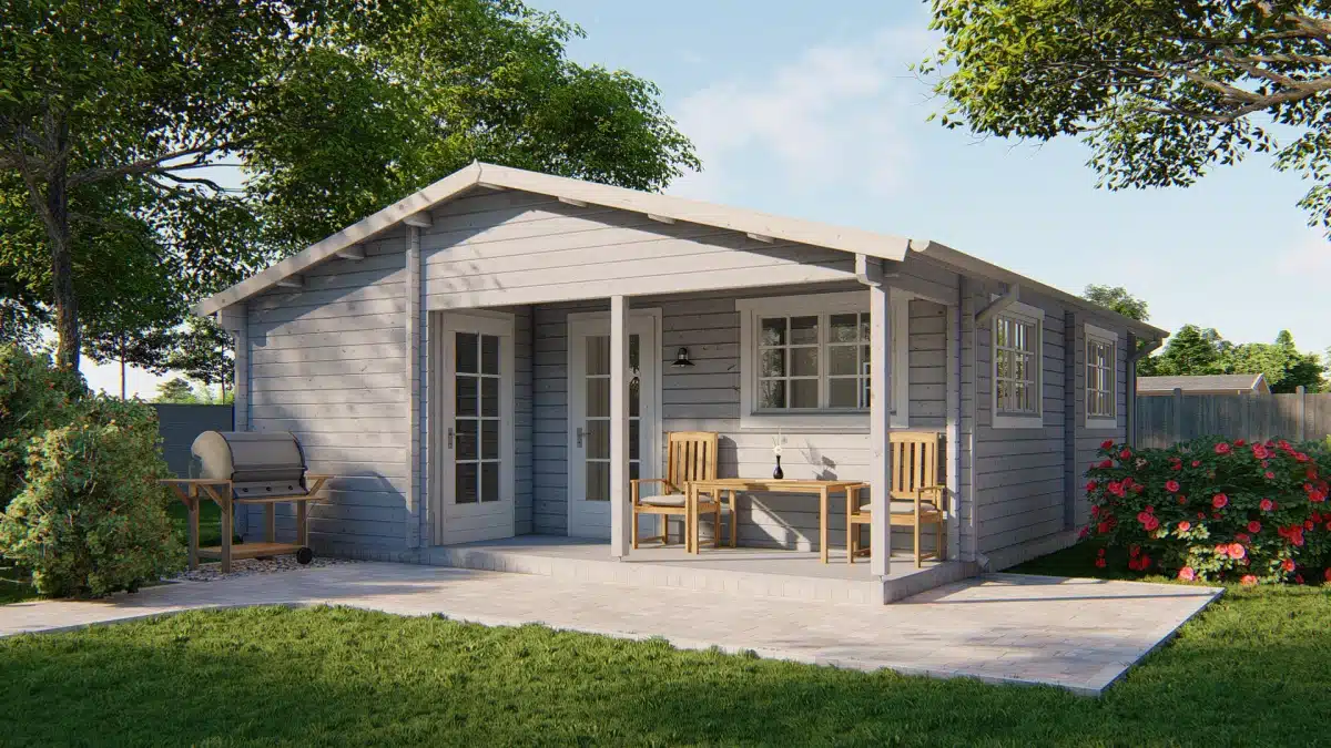 Blokhut – Tuinhuis Ardee | 70 mm | vuren bruin geïmpregneerd