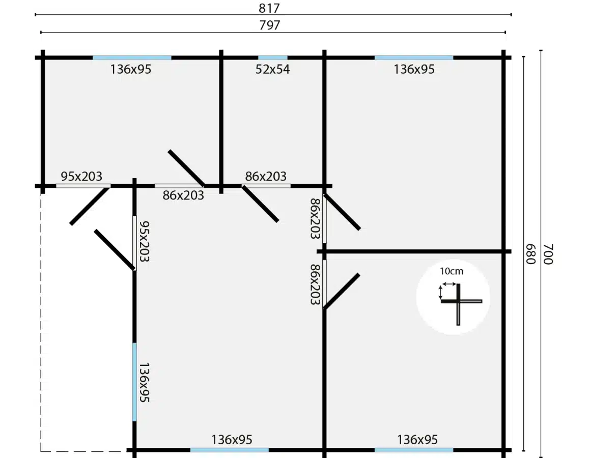 Blokhut – Tuinhuis Ardee | 70 mm | vuren bruin geïmpregneerd