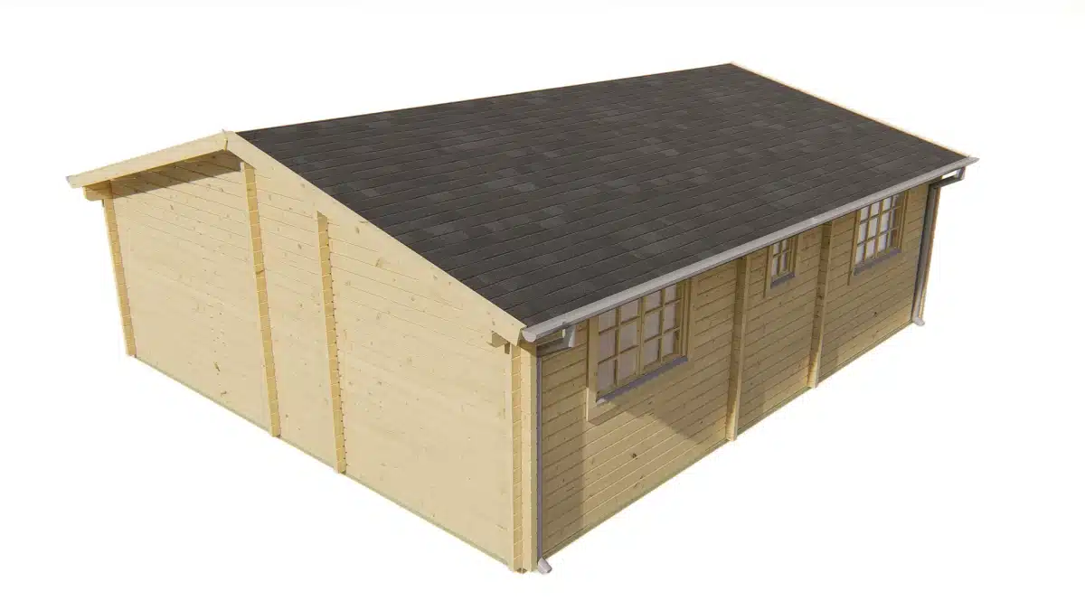 Blokhut – Tuinhuis Ardee | 70 mm | vuren grijs geïmpregneerd