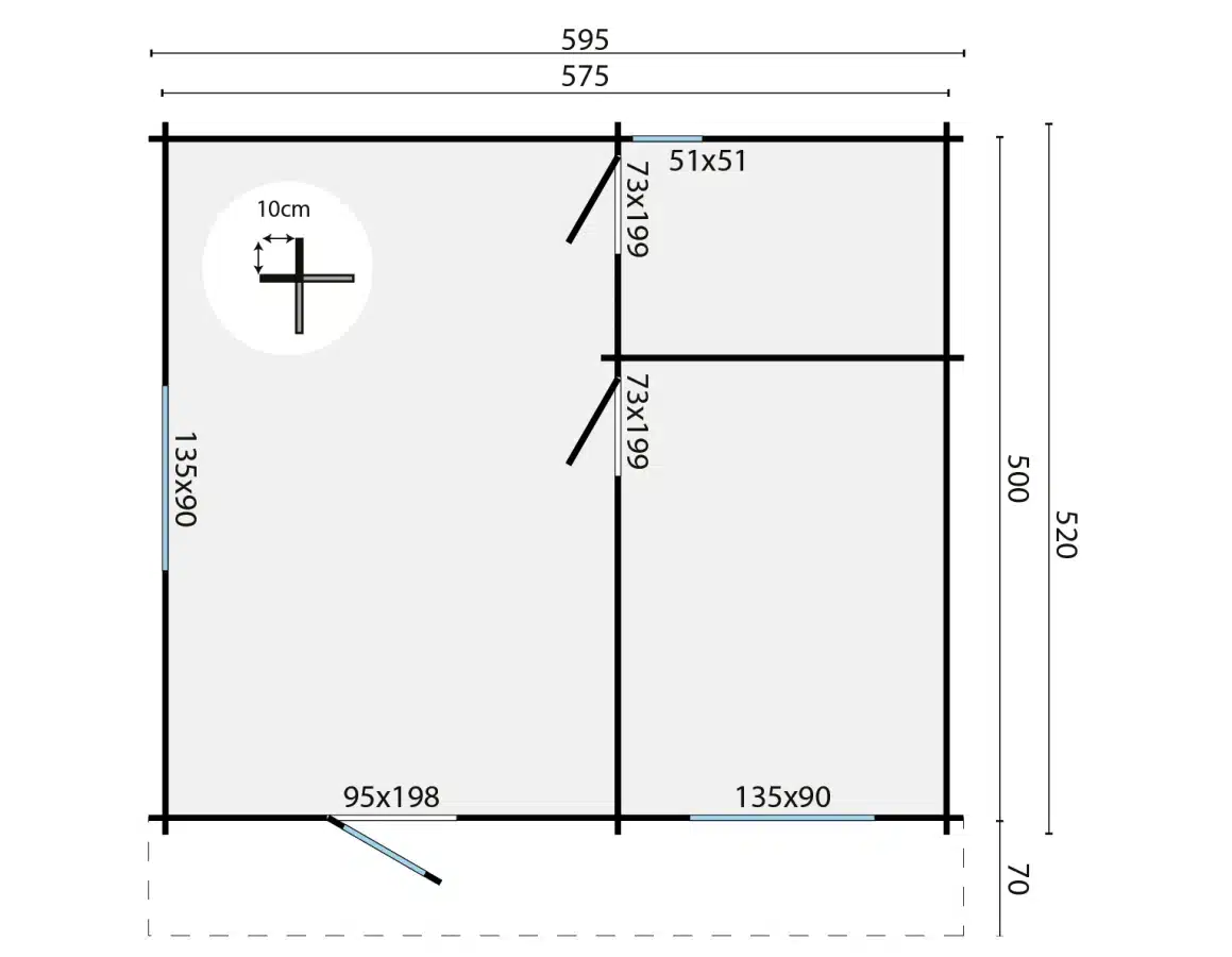 Blokhut – Tuinhuis Cantabria | 44 mm | groen geïmpregneerd
