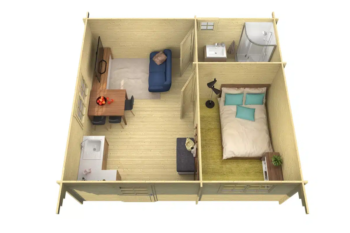 Blokhut – Tuinhuis Cantabria | 44 mm | bruin geïmpregneerd