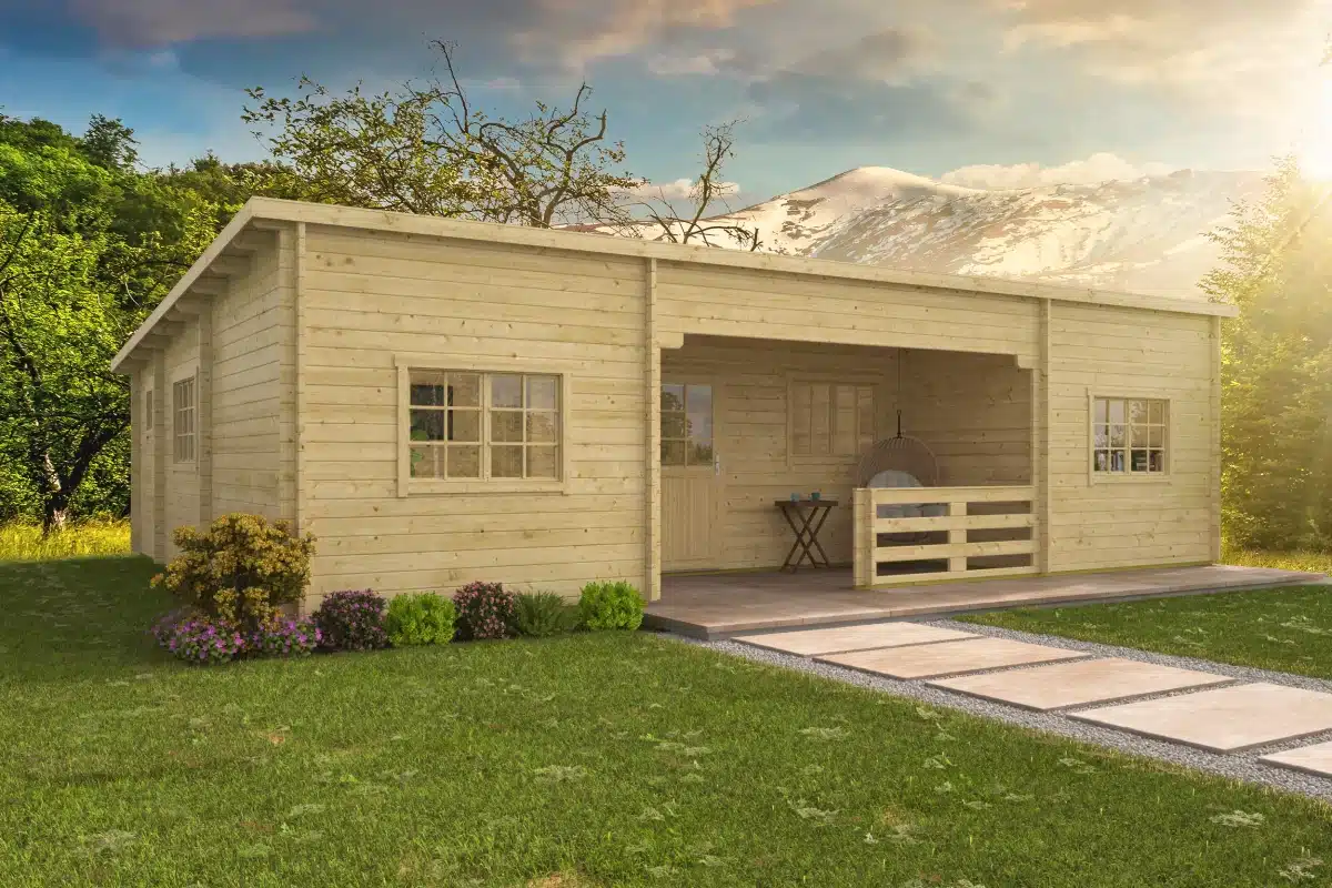 Blokhut – Tuinhuis Extremadura | 44 mm | grijs geïmpregneerd