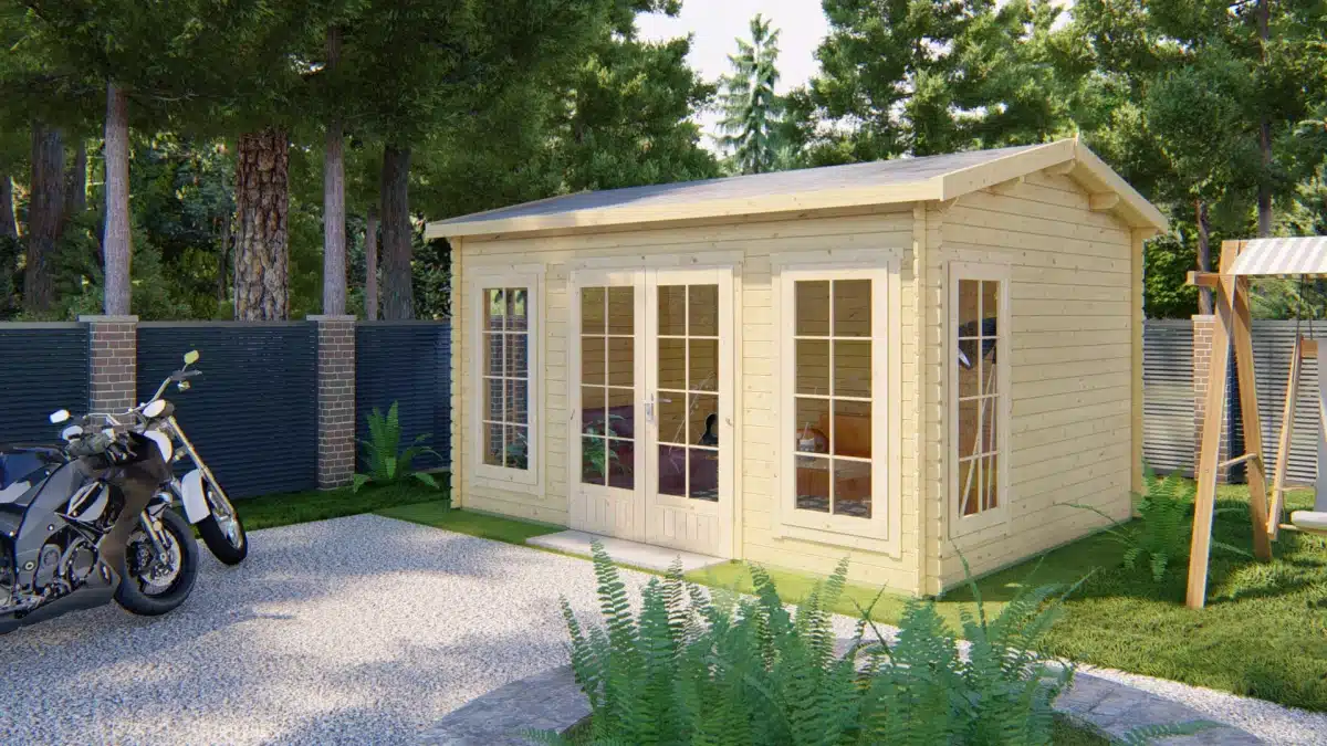Blokhut – Tuinhuis Arne | 28 mm | vuren bruin geïmpregneerd