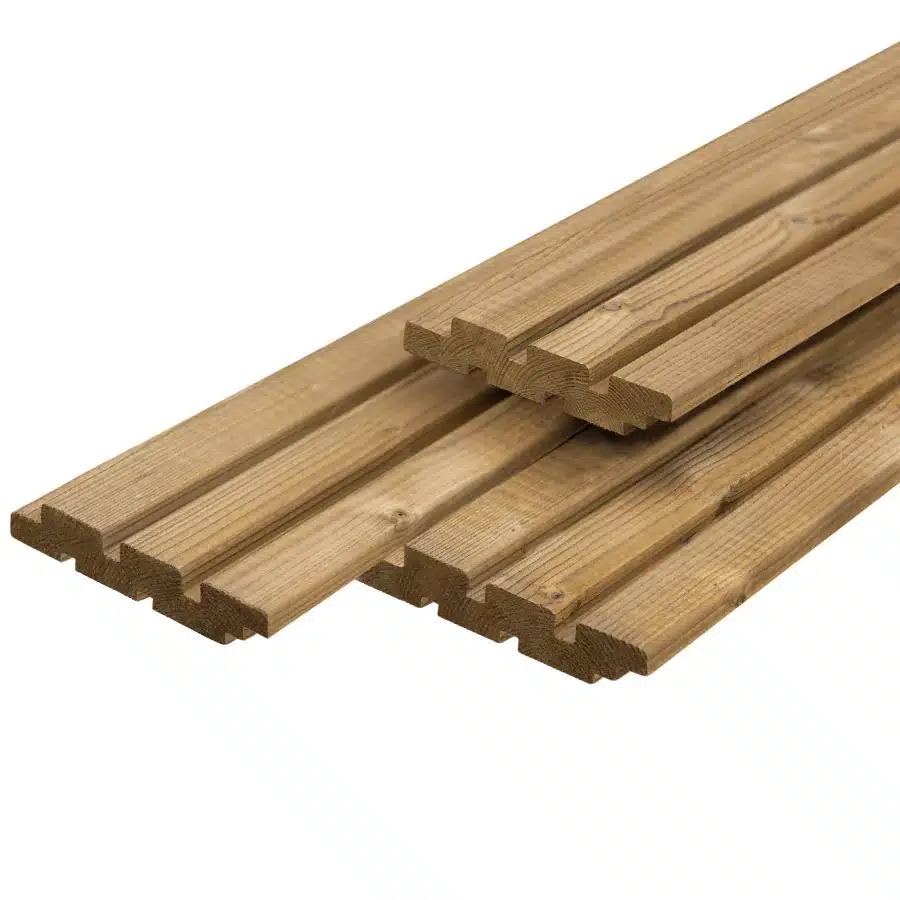 Thermoline thermisch gemodificeerd Vuren dubbelzijdig triple profiel 2,5 x 11,5 x 180 cm