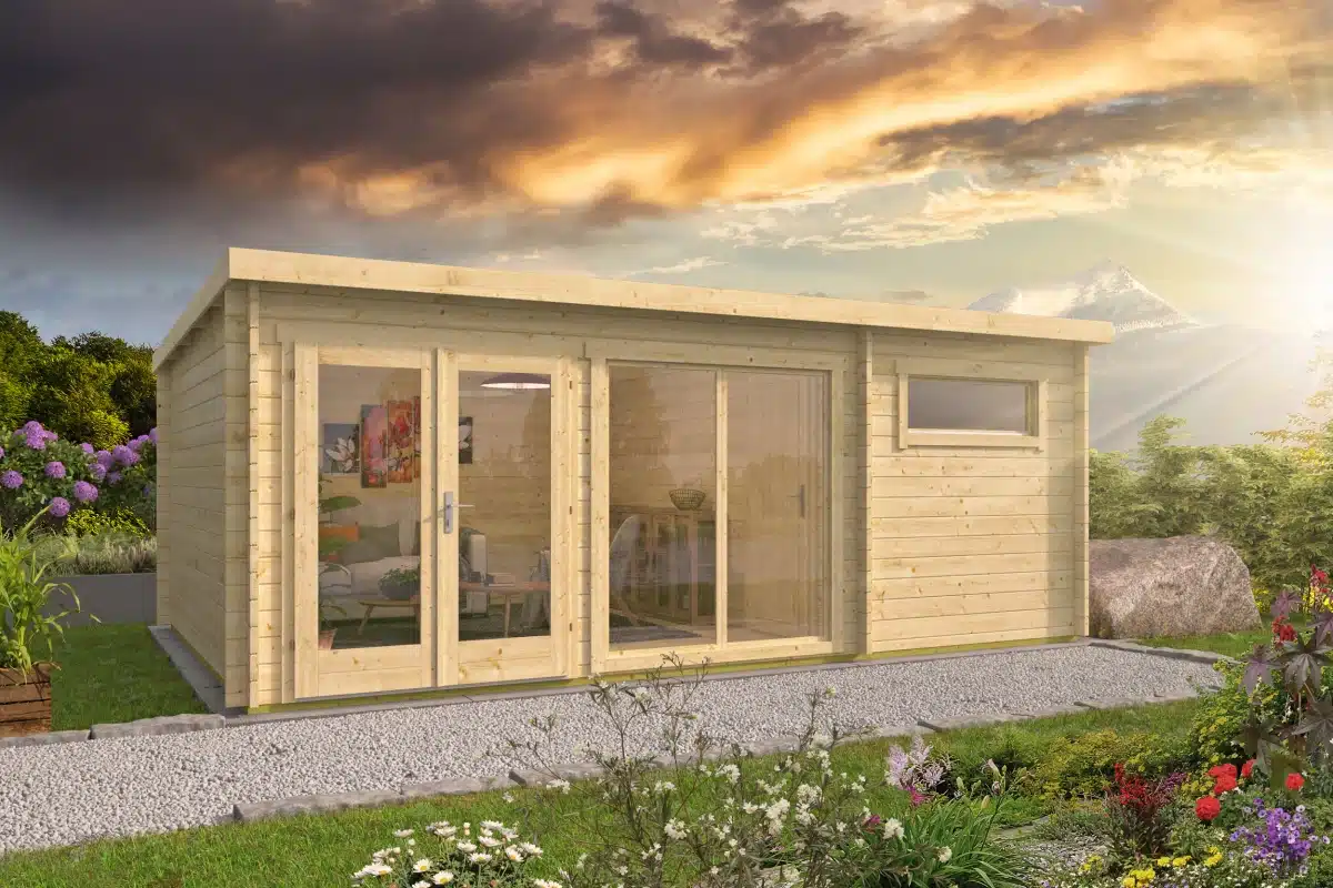 Blokhut – Tuinhuis Flow | 40 mm | groen geïmpregneerd