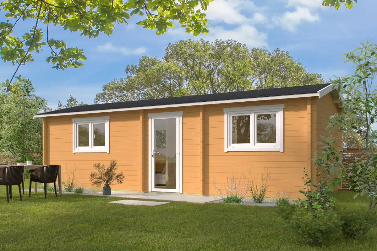 Blokhut – Tuinhuis Ava | 70 mm | vuren grijs geïmpregneerd