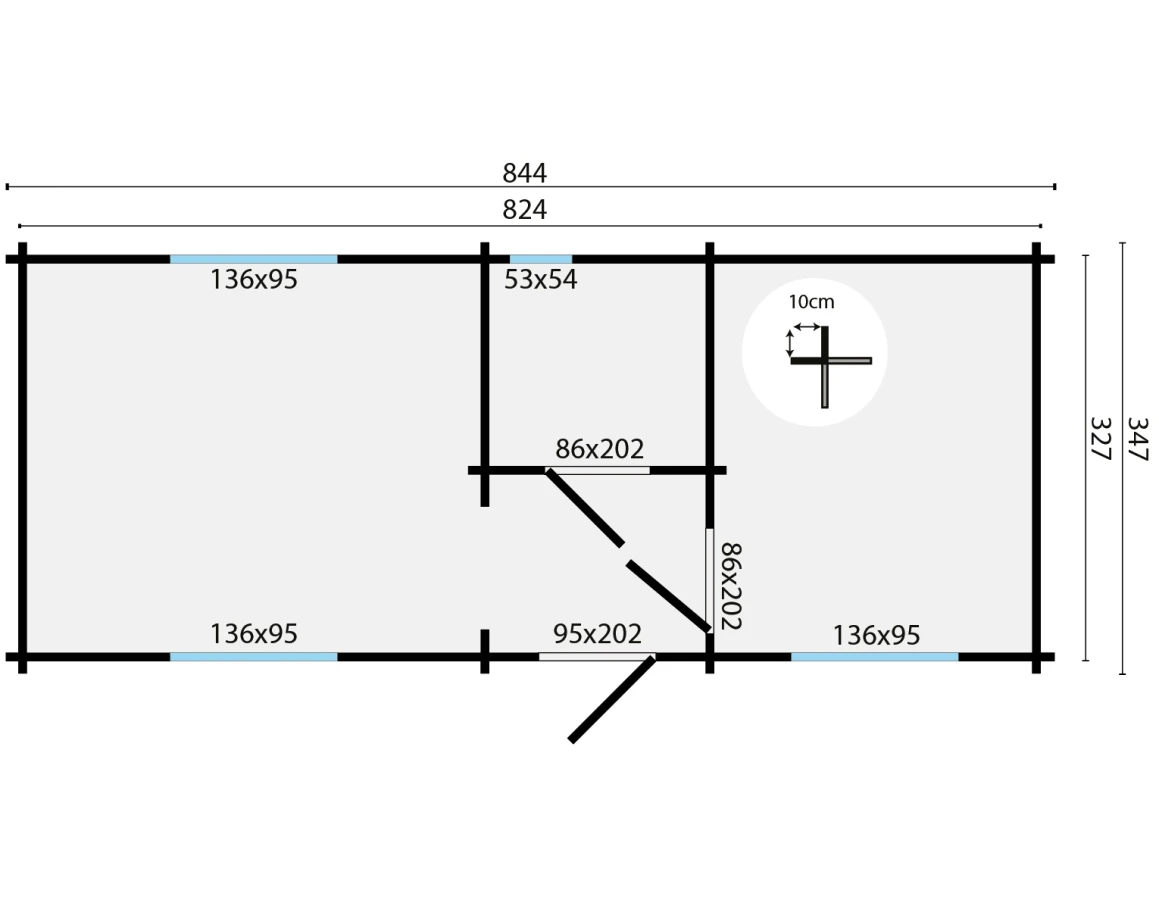Blokhut – Tuinhuis Ava | 70 mm | vuren grijs geïmpregneerd