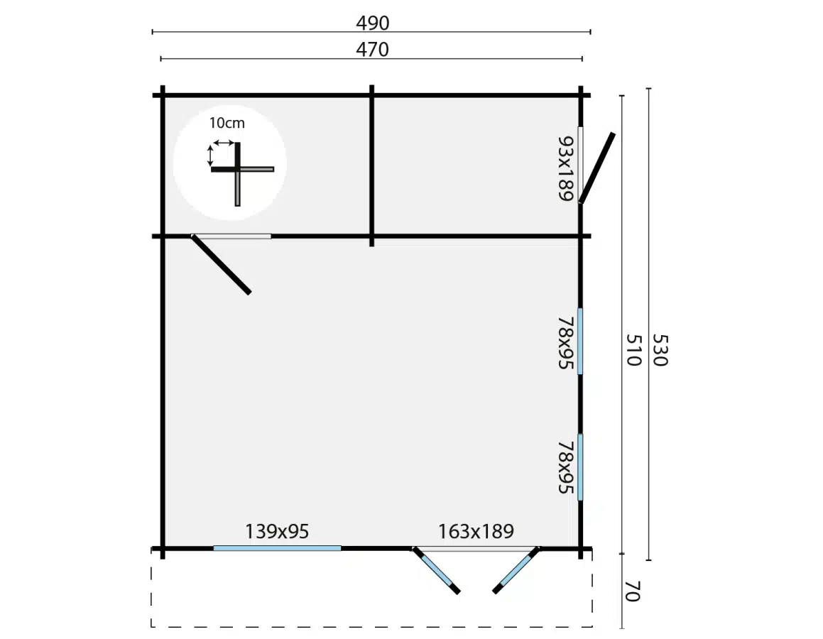 Blokhut – Tuinhuis Berlin | 44 mm | vuren onbehandeld