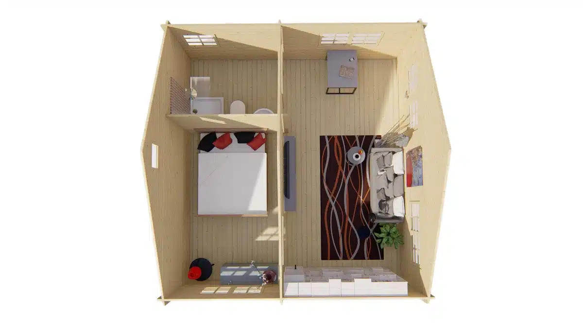 Blokhut – Tuinhuis Big Llanes | 44 mm | grijs geïmpregneerd