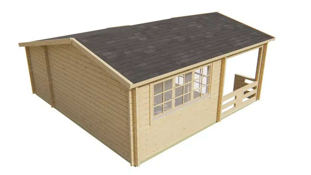 Blokhut – Tuinhuis Coventry | 58 mm | vuren honinggeel geïmpregneerd