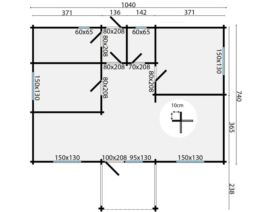 Blokhut – Tuinhuis Finn | 92 mm | vuren onbehandeld
