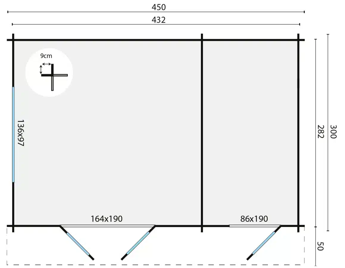 Blokhut – Tuinhuis Fraga | 34 mm | vuren onbehandeld