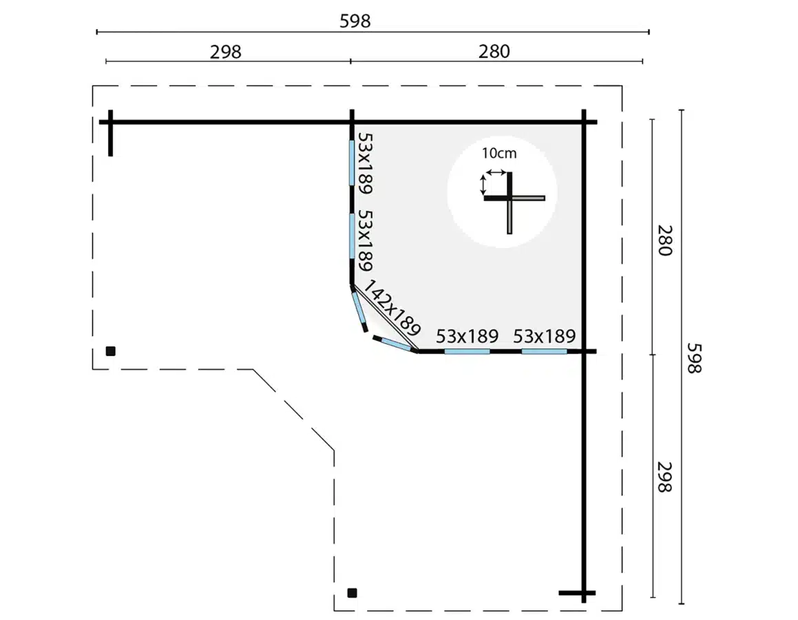 Blokhut – Tuinhuis Funen | 44 mm | vuren Red Class Wood geïmpregneerd