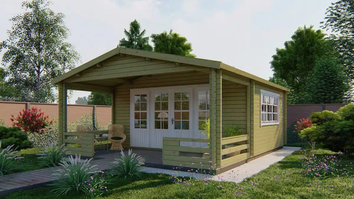 Blokhut – Tuinhuis Nottingham | 58 mm | vuren onbehandeld