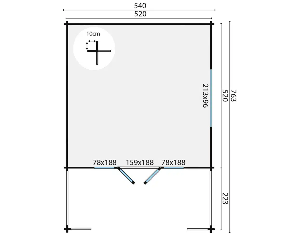 Blokhut – Tuinhuis Wigan | 58 mm | vuren onbehandeld