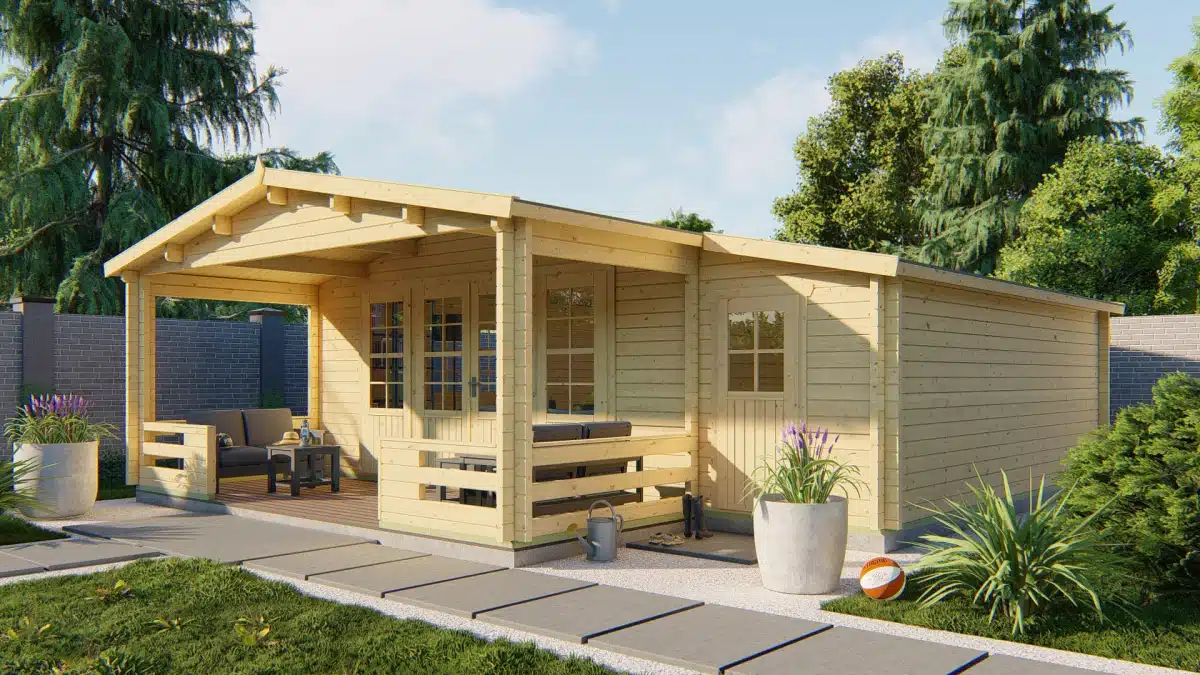 Blokhut – Tuinhuis Liverpool | 58 mm | vuren onbehandeld