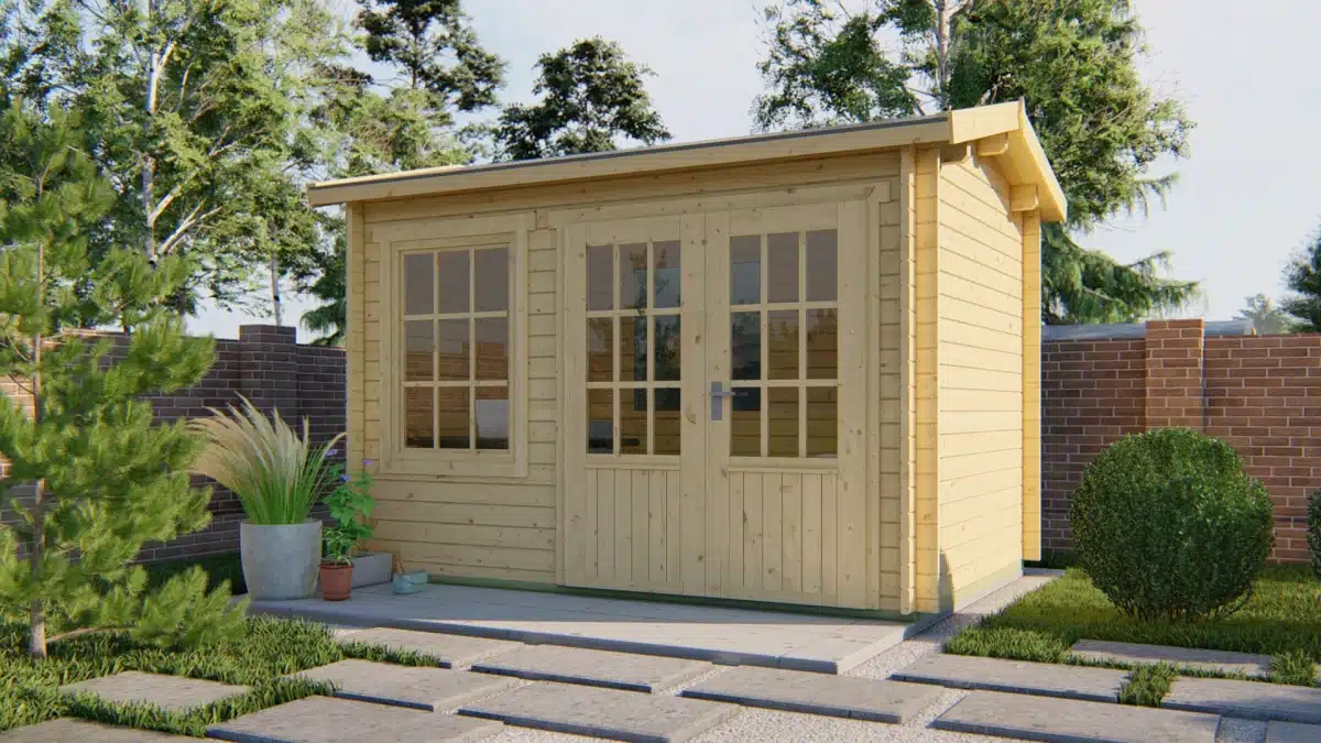 Blokhut – Tuinhuis Daisy | 40 mm | vuren grijs geïmpregneerd
