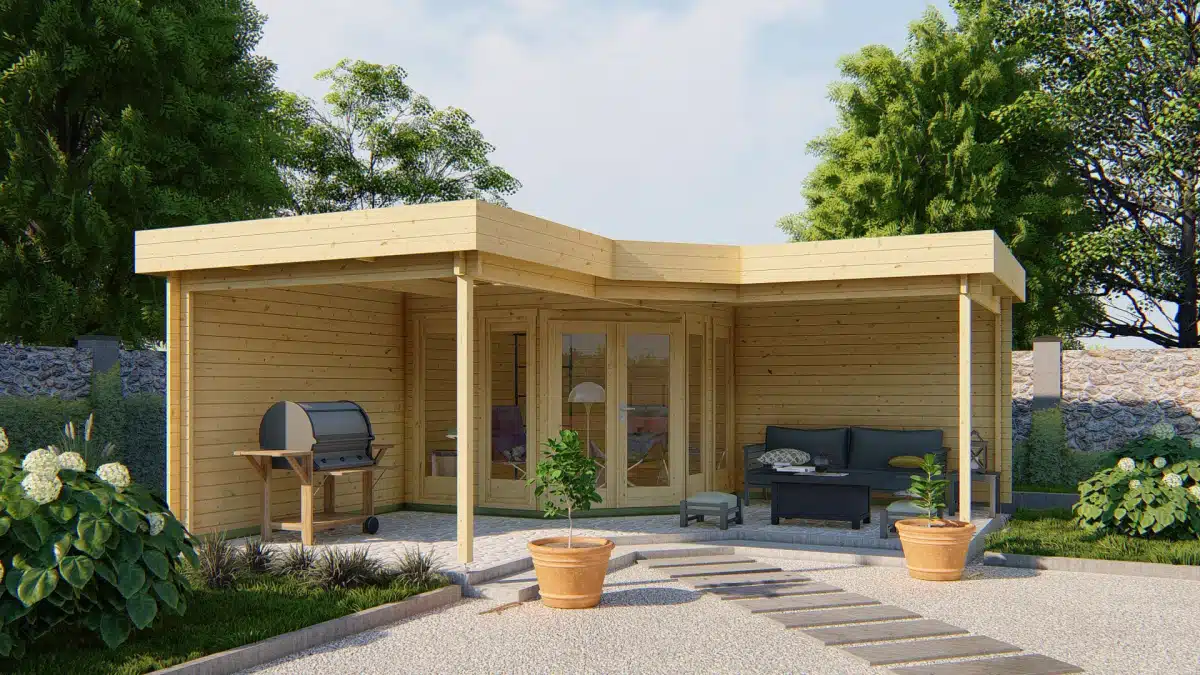 Blokhut – Tuinhuis Funen | 44 mm | vuren Red Class Wood geïmpregneerd