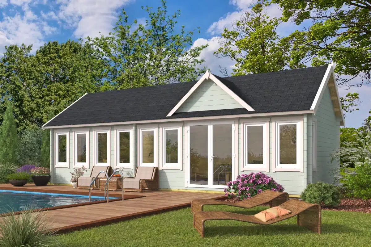 Blokhut – Tuinhuis Big Lauren | 70 mm | vuren bruin geïmpregneerd