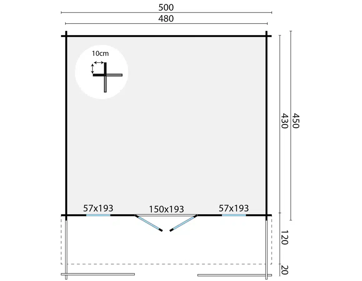 Blokhut – Tuinhuis Bayern | 44 mm | vuren Red Class Wood geïmpregneerd