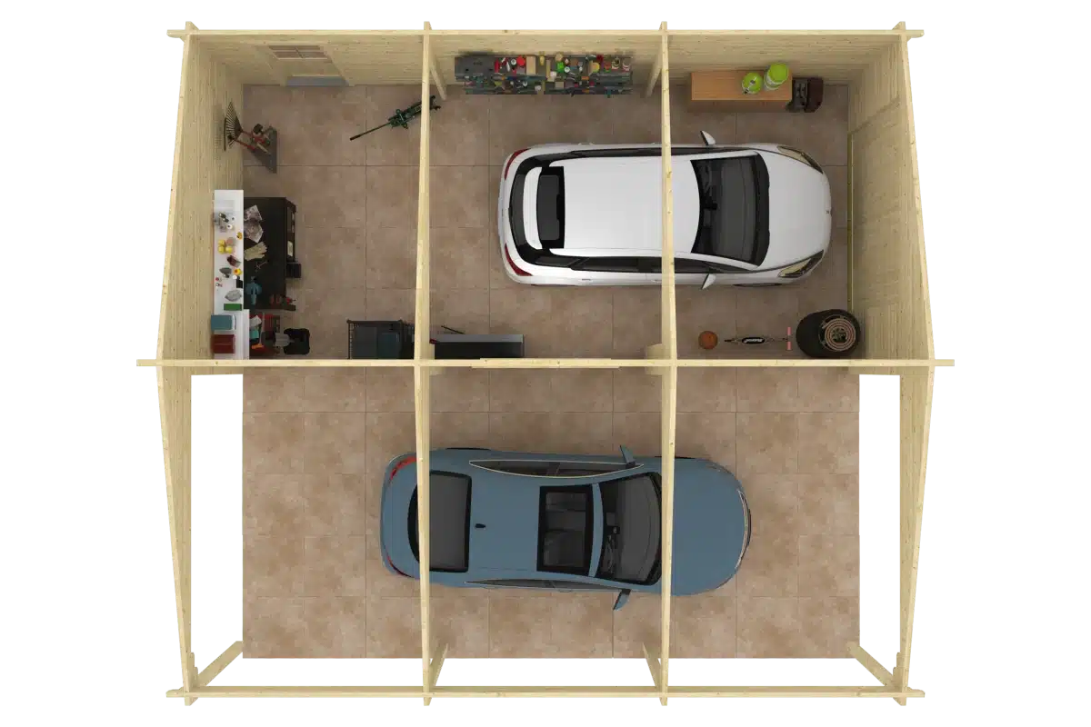 Garage-carport Berggren | 58 mm | vuren bruin geïmpregneerd