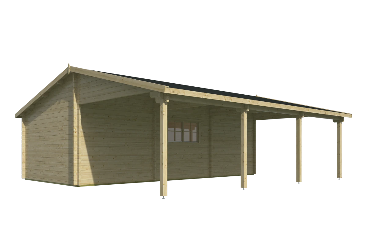 Garage-carport Berggren | 58 mm | vuren bruin geïmpregneerd