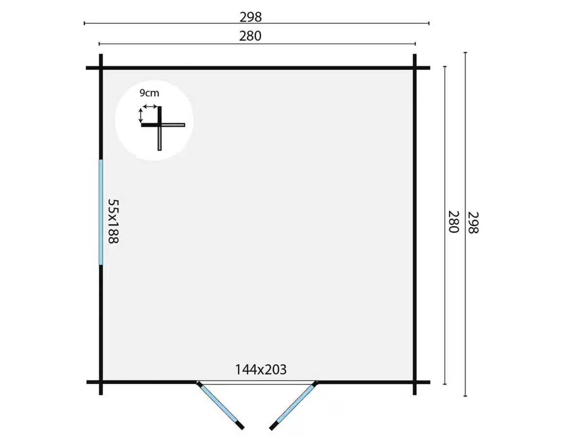 Blokhut – Tuinhuis Bodine | 28 mm | vuren Red Class Wood geïmpregneerd