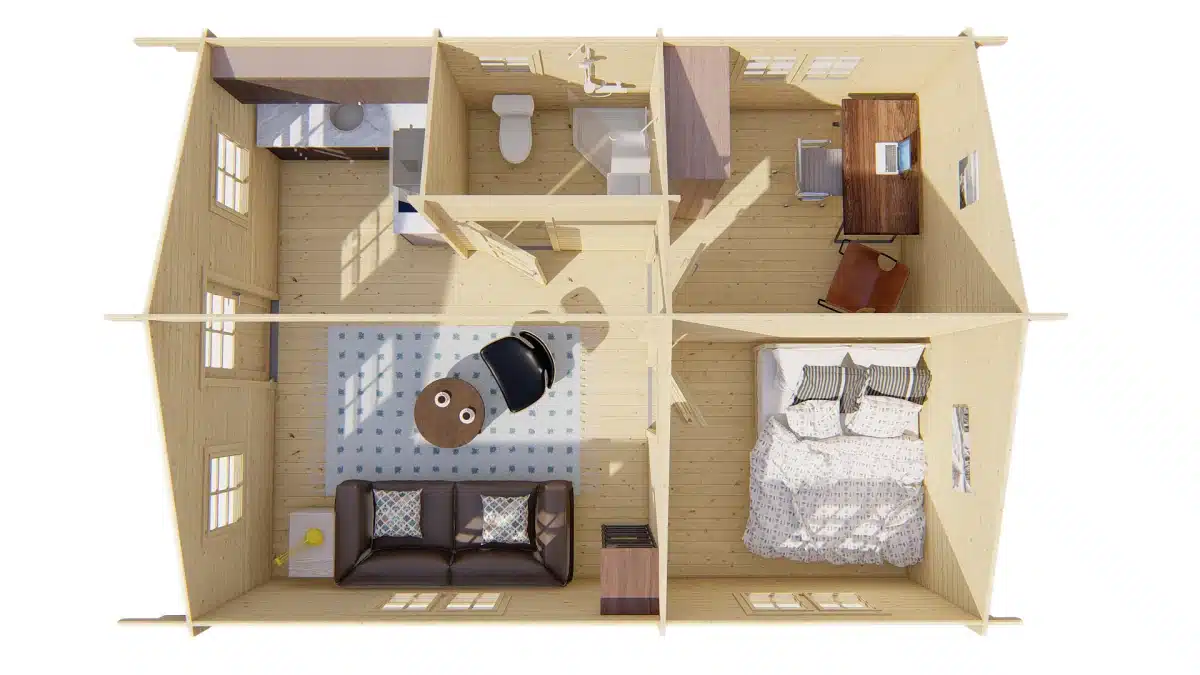 Blokhut – Tuinhuis Cadiz | 44 mm | bruin geïmpregneerd