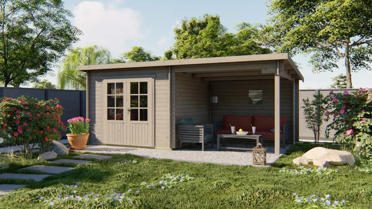 Blokhut – Tuinhuis Chappo | 28 mm | vuren honinggeel geïmpregneerd