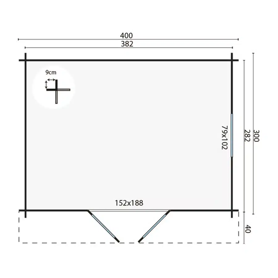 Blokhut – Tuinhuis Dyre | 40 mm | vuren Red Class Wood geïmpregneerd
