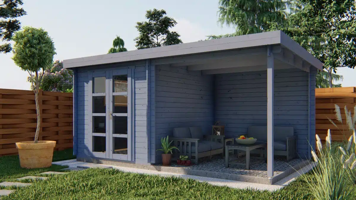 Blokhut – Tuinhuis Eirunn | 28 mm | groen geïmpregneerd