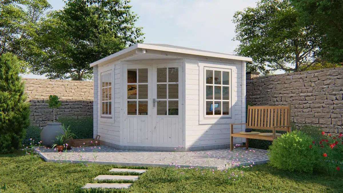Blokhut – Tuinhuis Emma | 40 mm | vuren honinggeel geïmpregneerd