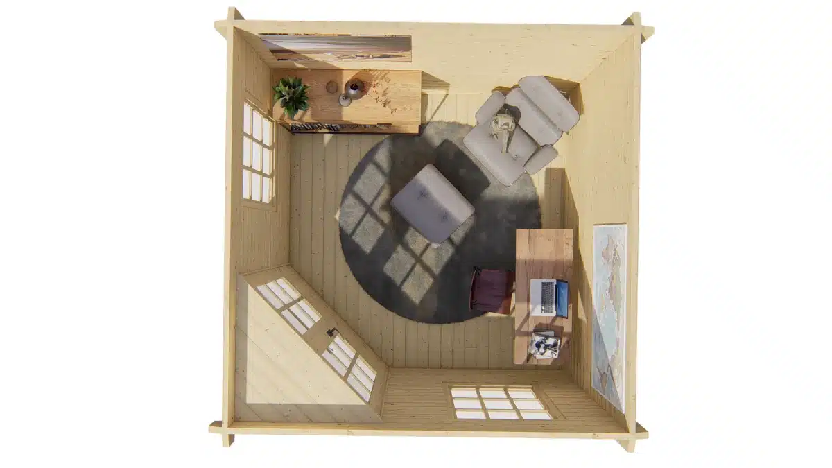 Blokhut – Tuinhuis Emma | 40 mm | vuren honinggeel geïmpregneerd