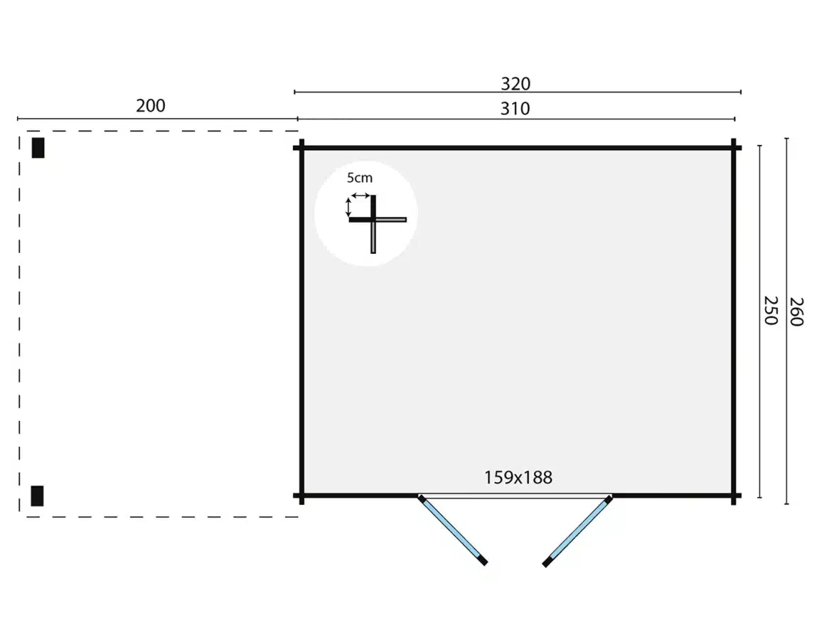 Blokhut – Tuinhuis Extramodern | 28 mm | vuren bruin geïmpregneerd