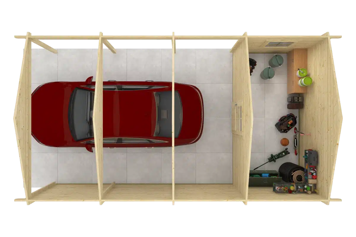 Carport/berging Ever | 44 mm | vuren grijs geïmpregneerd