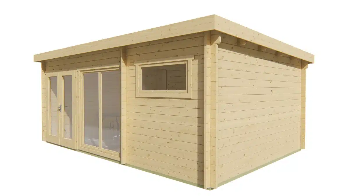 Blokhut – Tuinhuis Flow | 40 mm | vuren bruin geïmpregneerd