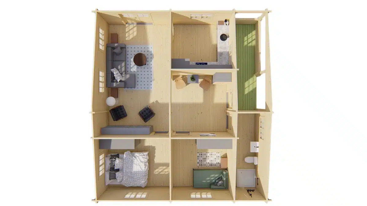 Blokhut – Tuinhuis Fuerteventura | 70 mm | grijs geïmpregneerd