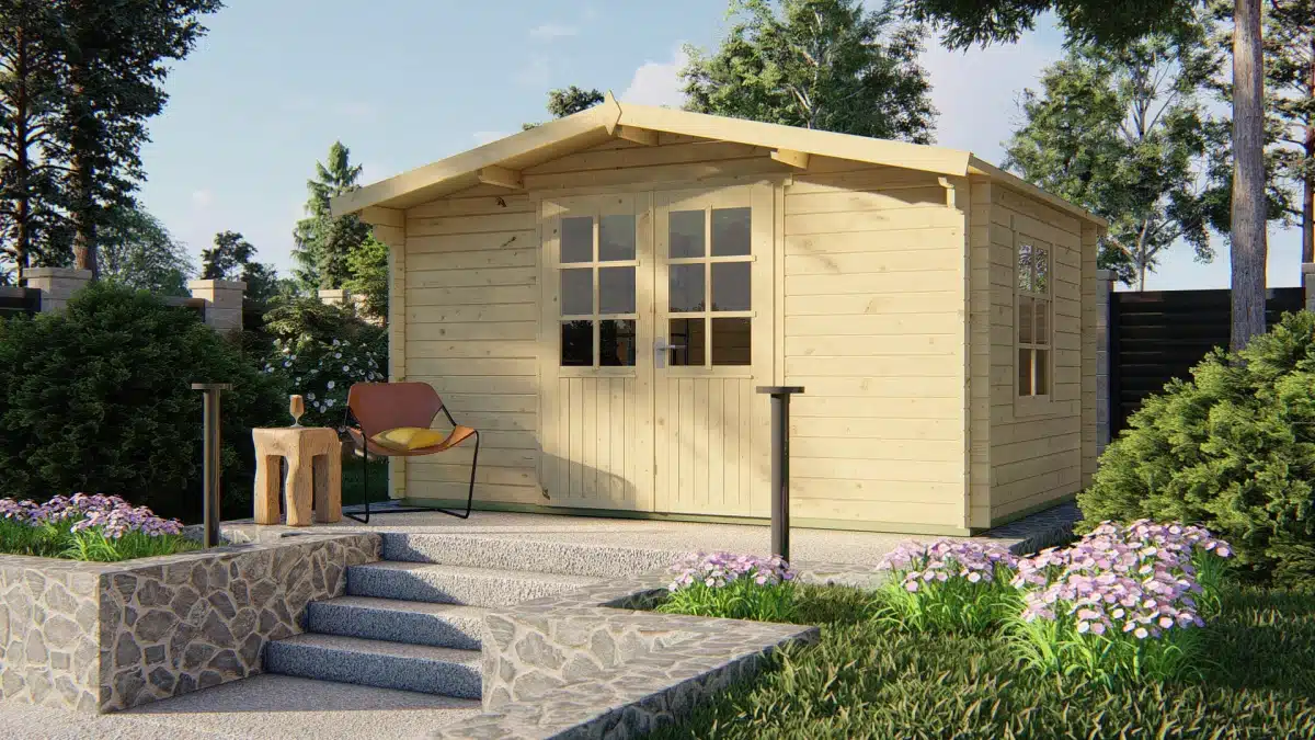 Blokhut – Tuinhuis Dyre | 40 mm | vuren Red Class Wood geïmpregneerd