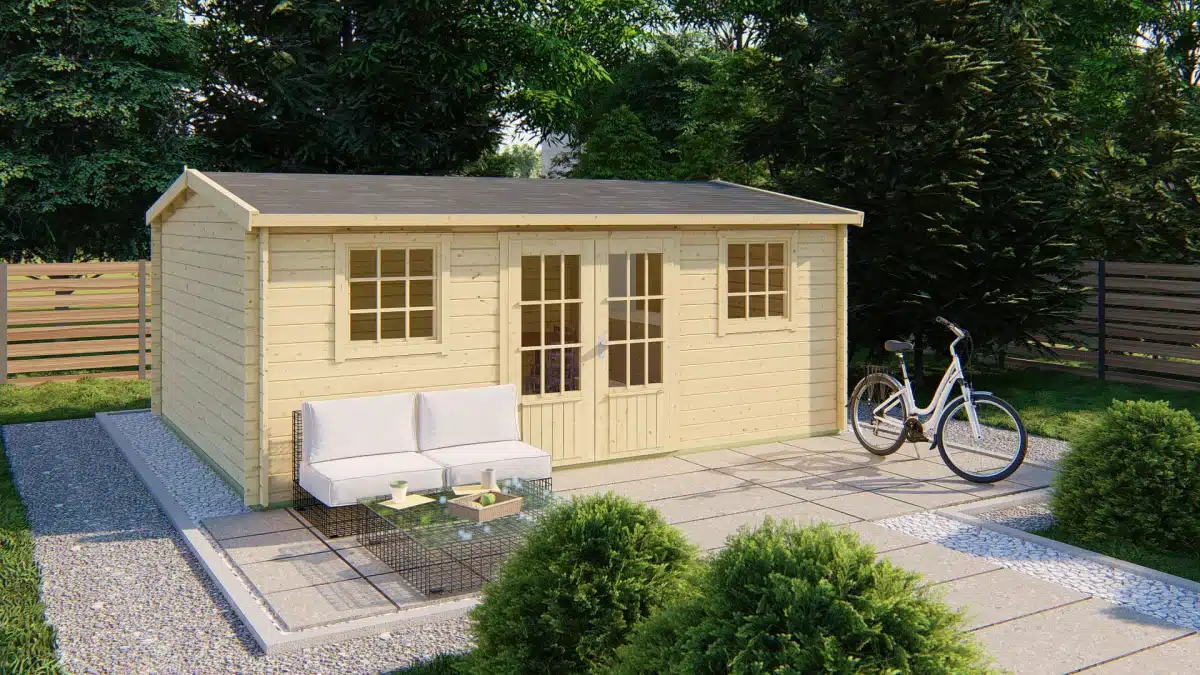 Blokhut – Tuinhuis Dianne | 40 mm | vuren honinggeel geïmpregneerd