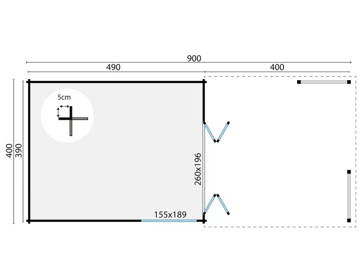 Blokhut – Tuinhuis Casper | 58 mm | vuren Red Class Wood geïmpregneerd