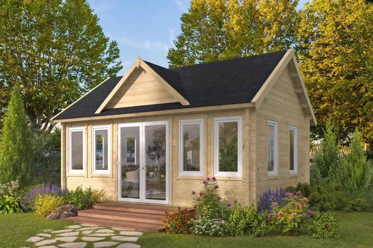 Blokhut – Tuinhuis Clockhouse Trevor | 70 mm | vuren bruin geïmpregneerd