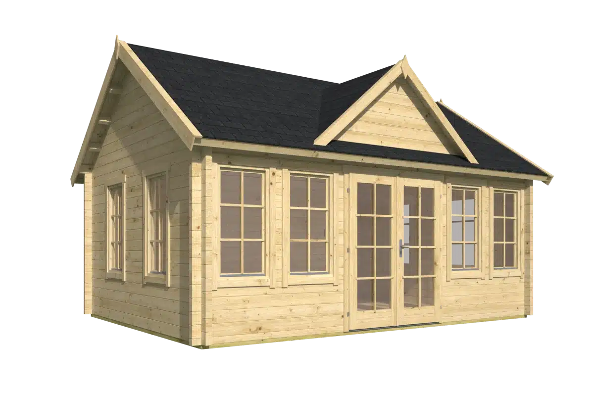 Blokhut – Tuinhuis Clockhouse Trevor | 70 mm | vuren honinggeel geïmpregneerd