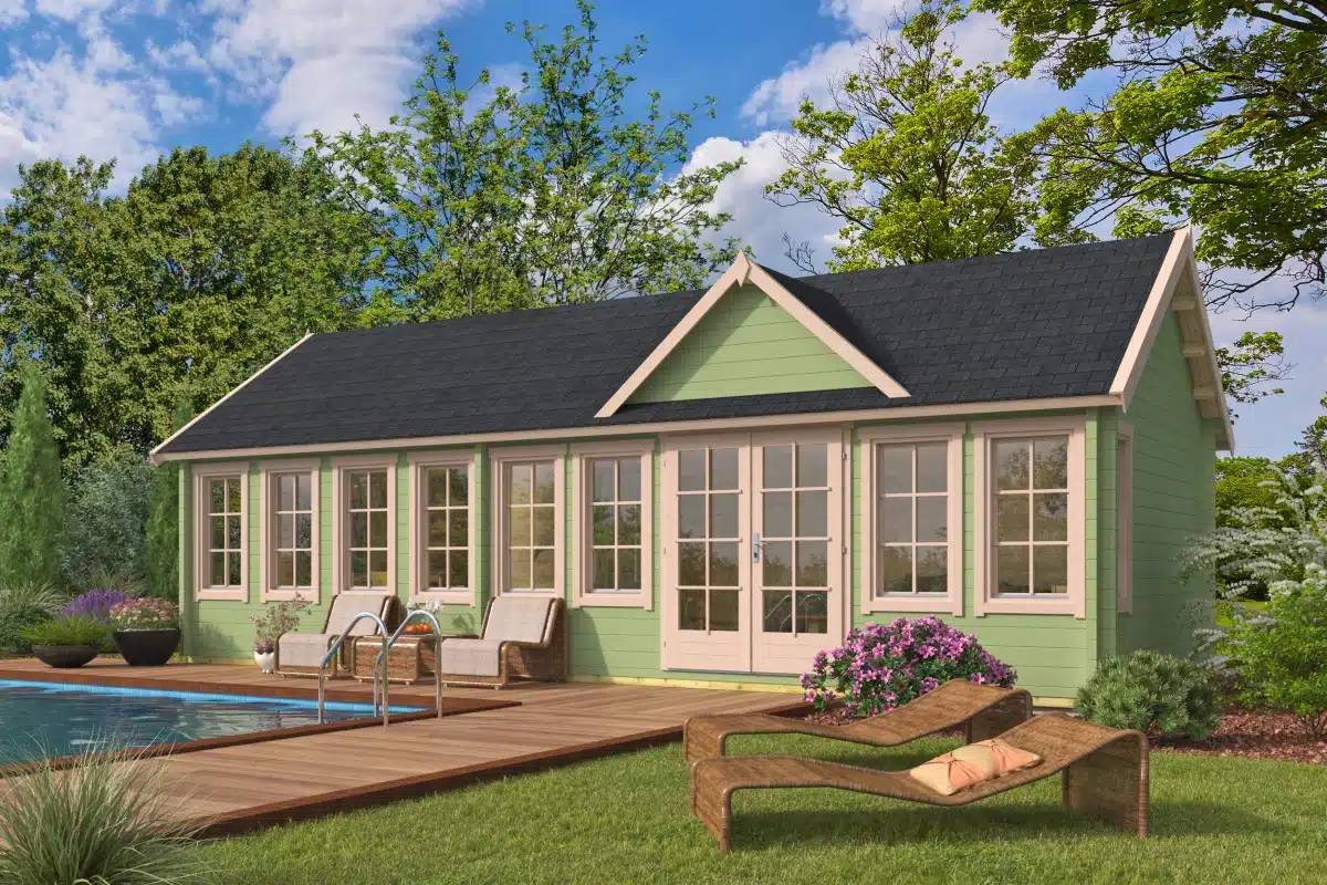 Blokhut – Tuinhuis Big Lauren | 70 mm | vuren groen geïmpregneerd