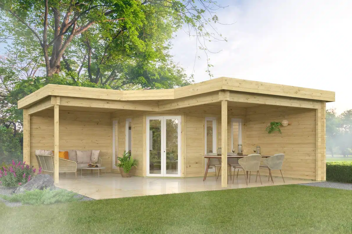 Blokhut – Tuinhuis Bridgend | 70 mm | Red Class Wood geïmpregneerd